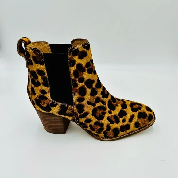 Madewell boots Regan Chelsea boots leopard print calf fur boots women size 6.5 - Picture 2 of 12